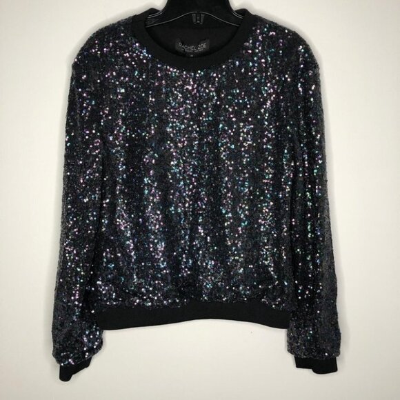 Nwt Rachel Zoe Riga Purple Iridescent Sequin  Sweatshirt Size XS - Picture 5 of 8